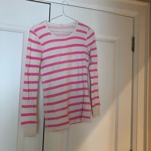 J Crew pink striped cotton long sleeve top
